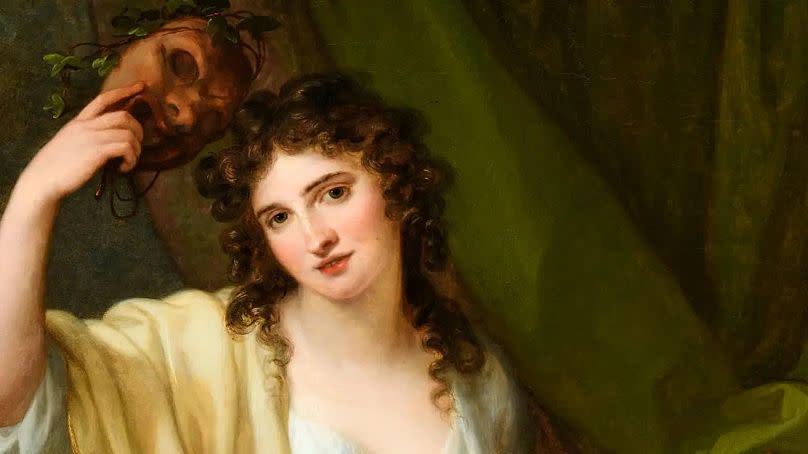 Portrait d'Emma, Lady Hamilton, en tant que muse de la comédie" par Angelica Kauffman, huile sur toile, 1791.