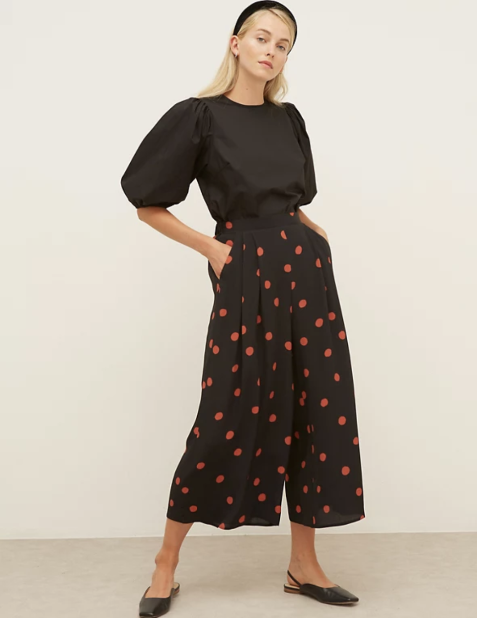 Polka Dot Wide Leg Cropped Trousers  (Nobody's Child/M&S)