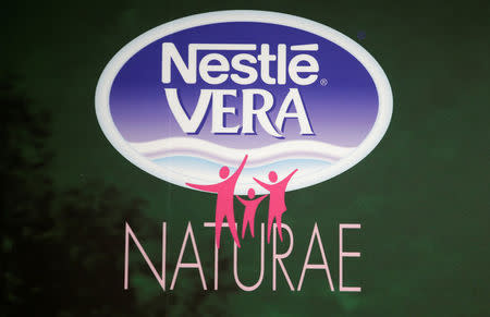 The logo of Nestle Vera water is seen at the Nestle water smart factory in Castrocielo, Italy, July 5, 2016. REUTERS/Max Rossi/File Photo