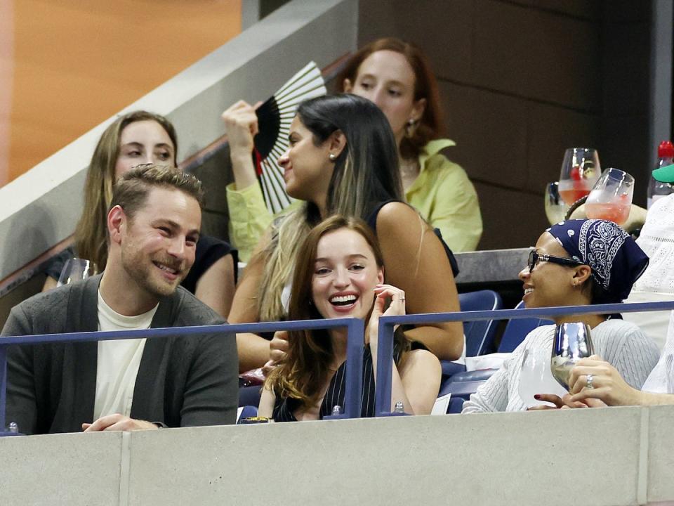 Phoebe Dynevor, Myha’la Herrold and Cameron Fuller attend Day One of the 2024 US Open at the USTA Billie Jean King National Tennis Center on 26 August (Getty Images)