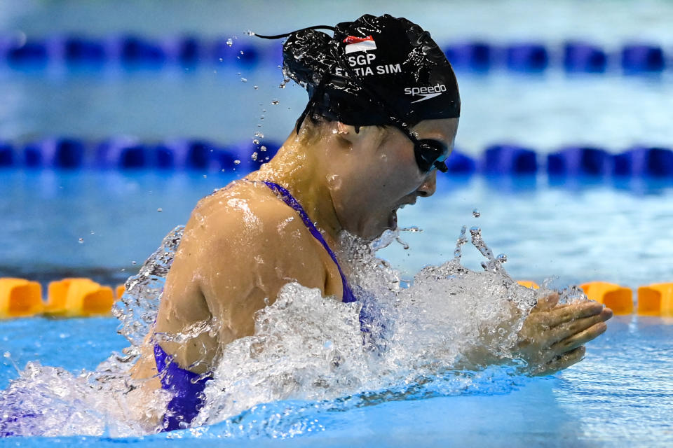 Singapore's Letitia Sim competes in the women's 200m breaststroke final at the 2023 SEA Games in Phnom Penh.