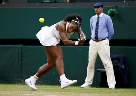 Britain Tennis - Wimbledon - All England Lawn Tennis & Croquet Club, Wimbledon, England - 1/7/16 USA's Serena Williams in action during her match against USA's Christina McHale REUTERS/Paul Childs