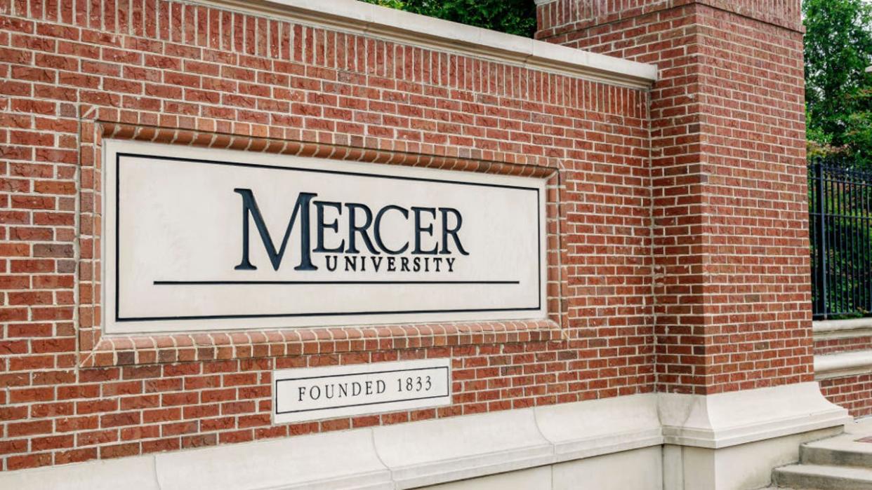 <div>Macon, Georgia, Mercer University campus, brick entrance sign. (Photo by: Jeffrey Greenberg/Universal Images Group via Getty Images)</div>