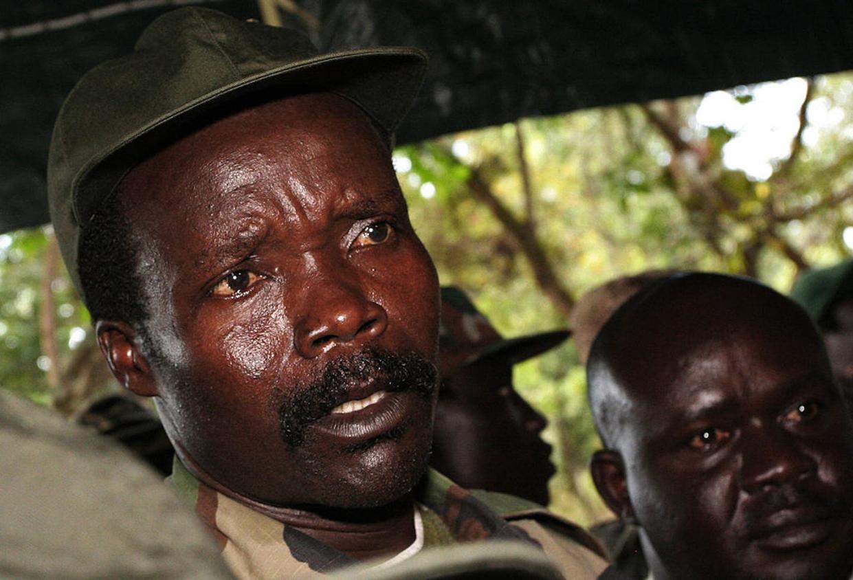 Joseph Kony speaks to journalists in southern Sudan in November 2006. Stuart Price/AFP via Getty Images