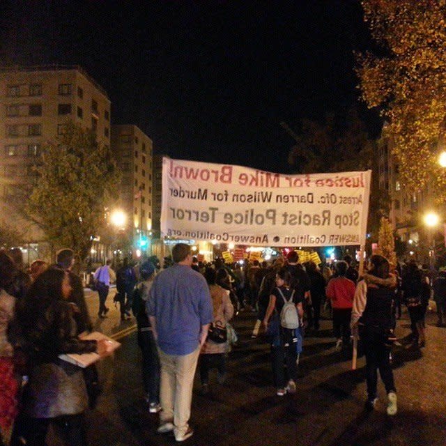 In this photo from Instagram user jennrubenstein, people protest in Washington D.C. on Mon. Nov, 24, 2014. 