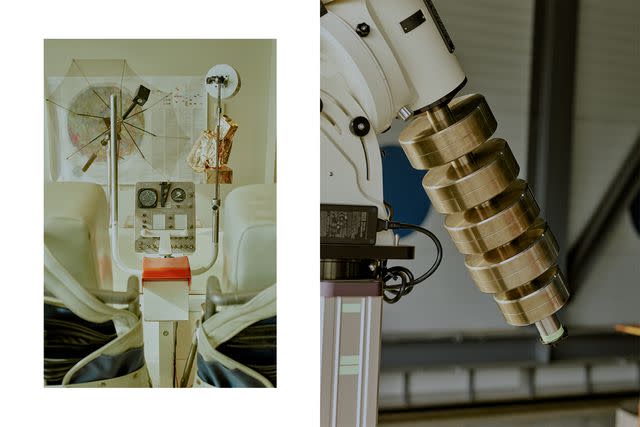 <p>Kyle RM Johnson</p> From left: The interior of Grover, a geologic rover at the Astrogeology Science Center; a telescope on display at the Lowell Observatory.