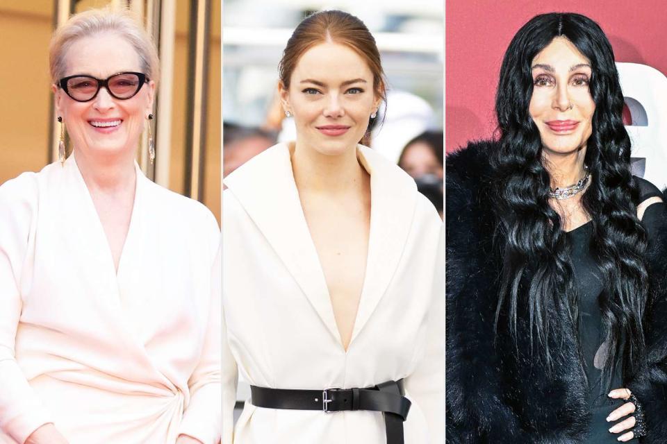 <p>Daniele Venturelli/WireImage; Samir Hussein/WireImage; Stephane Cardinale - Corbis/Corbis via Getty</p> Meryl Streep, Emma Stone and Cher at the 2024 Cannes Film Festival 