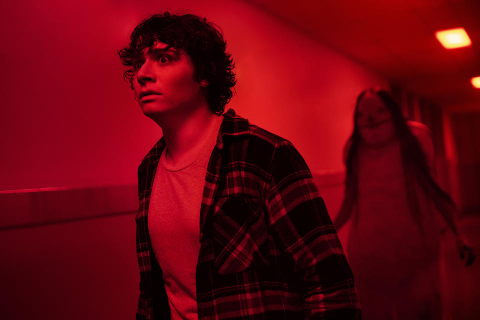 In this image released by CBS Films, Austin Zajur as Chuck Steinberg appears in the film, Scary Stories to Tell in the Dark," to be released by CBS Films and Lionsgate. (George Kraychyk/CBS Films via AP)