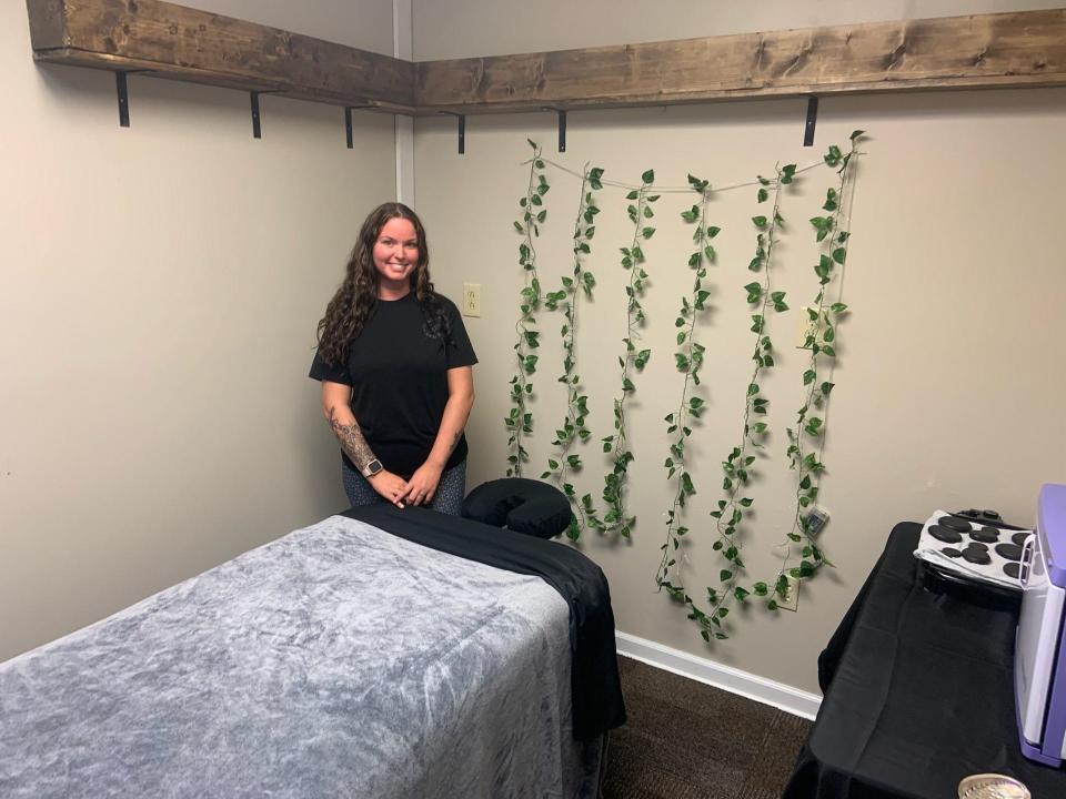 Emily Ramsey operates Mountain Air Massage out of Platinum Salon and etc. Ramsey specializes in deep tissue massage.