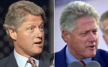 <b>Bill Clinton</b> The Arkansas governor came to Washington, D.C., with a boyish look and a bearish build. Stumping for Barack Obama all these years later, and after heart surgery and a dramatic change to a vegan diet, the former president is thinner-framed and white-haired. <br> <br> (Left: J. Scott Applewhite/AP Photo; David McNew/Getty Images)