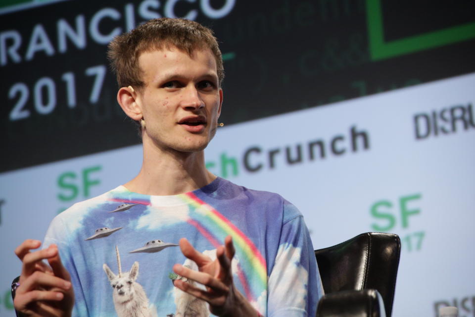 Vitalik Buterin at TechCrunch Disrupt in 2017 (TechCrunch)