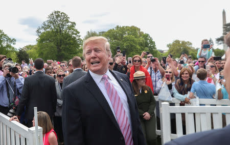 U.S. President Donald Trump attends the 2019 White House Easter Egg Roll on the South Lawn of the White House in Washington, U.S., April 22, 2019. REUTERS/Shannon Stapleton