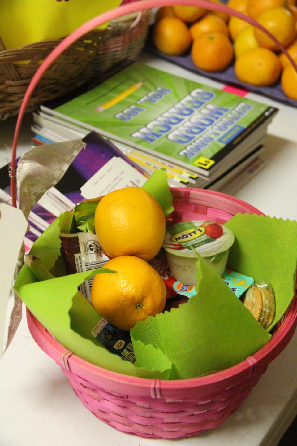 One of the assembled baskets for the Perry Lutheran Homes' Project Deliver the LOVE initiative on Wednesday, May 4, 2022.