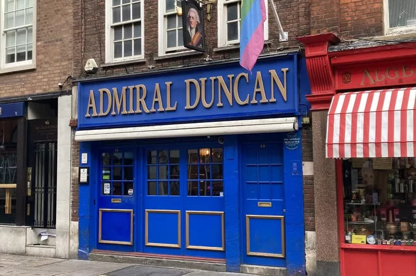 A photo of the exterior of the Admiral Duncan on Old Compton Street