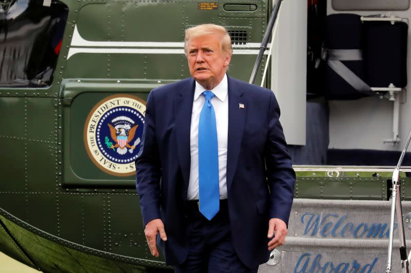 President Donald Trump returns from the Walter Reed National Military Medical Center