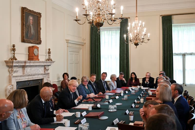 British Prime Minister Boris Johnson holds a Cabinet meeting in Downing Street.