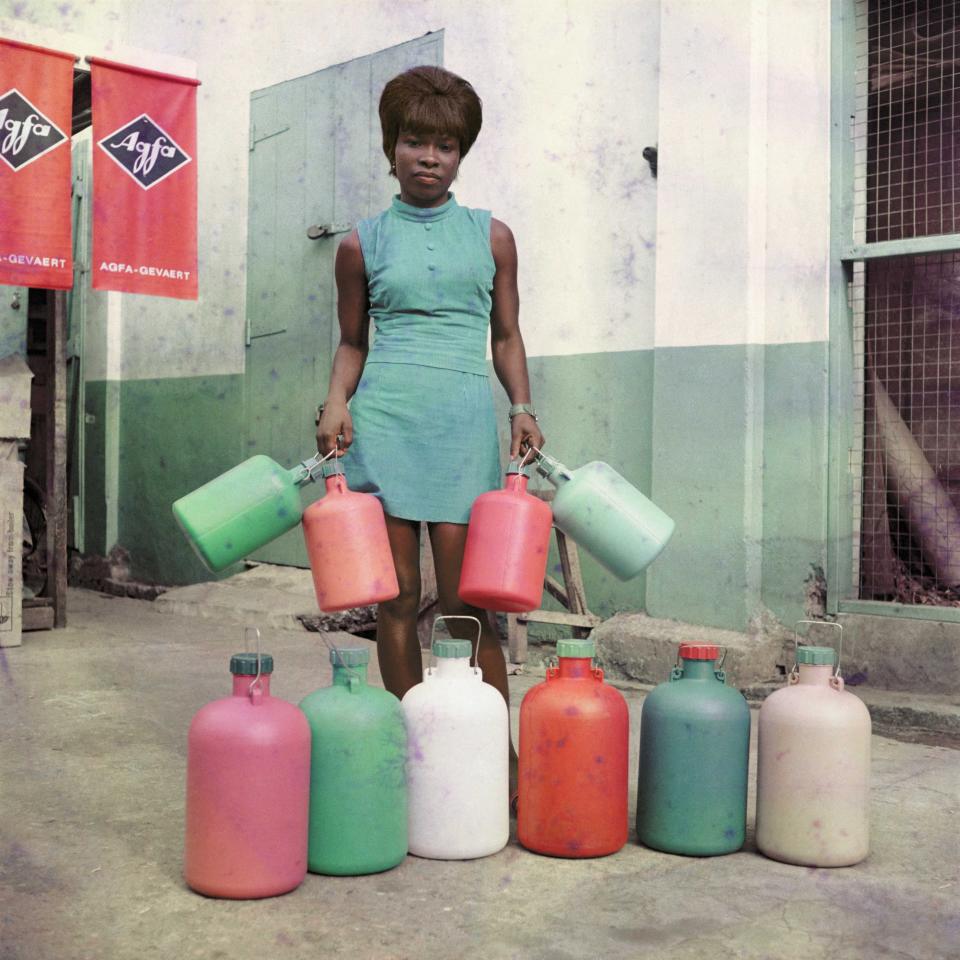 "A shop assistant at Sick-Hagemeyer Accra, 1971."