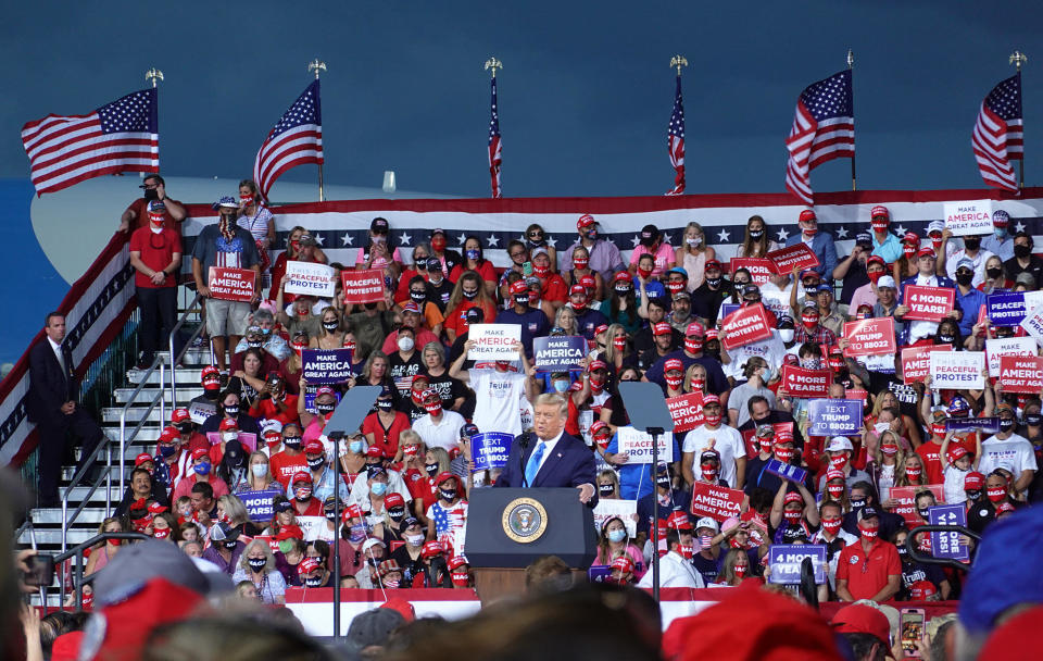 President Donald Trump speaks during his, 'The Great American Comeback Rally', at Cecil Airport on September 24, 2020 in Jacksonville, Florida.  / Credit: Joe Raedle / Getty Images