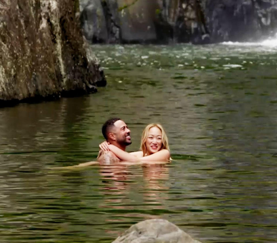 Janelle and Adam in the water on MAFS