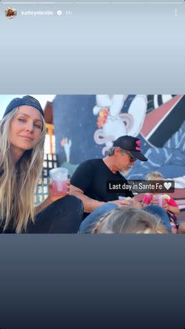 <p>Kathryn Brolin/ Instagram</p> Brolin family enjoying lunch outside