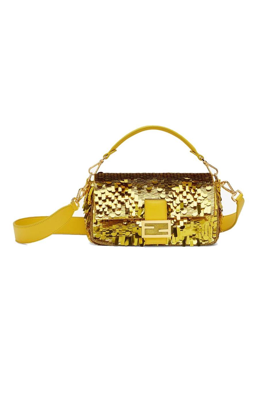 17) Yellow Sequin Baguette Bag