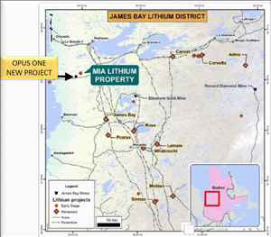 Opus One Lithium Projects Location