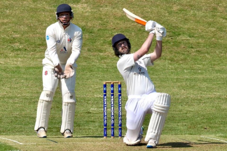 Isle of Wight County Press: Sam Guerin hits a six for Ventnor.