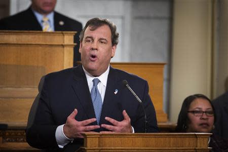 New Jersey Governor Chris Christie speaks during his annual State of the State address in Trenton, New Jersey January 14, 2014. REUTERS/Lucas Jackson