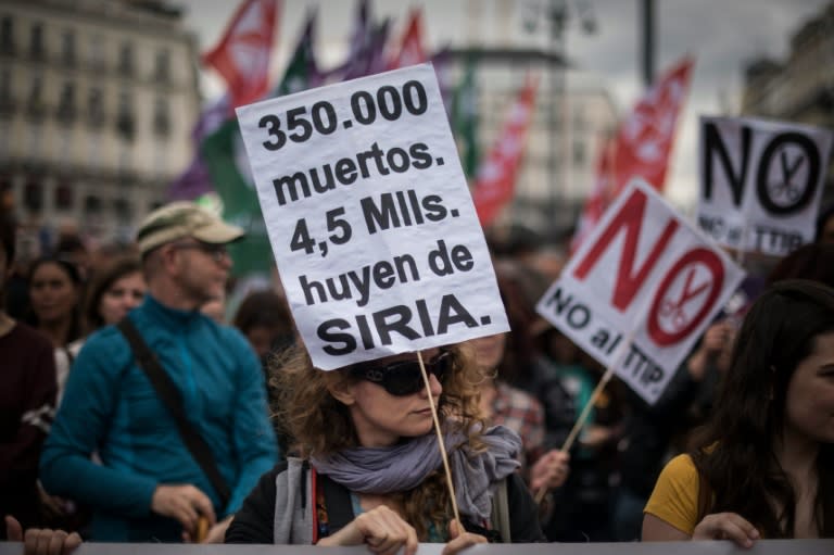 The "march for dignity" in Madrid on May 28, 2016 was the latest in a series of protests which began on March 22 and has gathered support from around the country