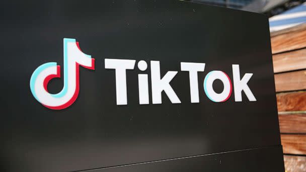 PHOTO: In this file photo taken on Aug. 27, 2020, the TikTok logo is displayed outside a TikTok office on in Culver City, Calif. (Mario Tama/AFP via Getty Images, File)