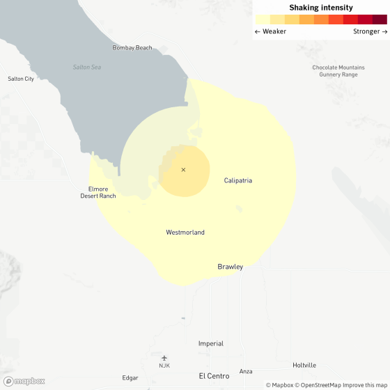 Map of where the 3.6 earthquake struck Sunday