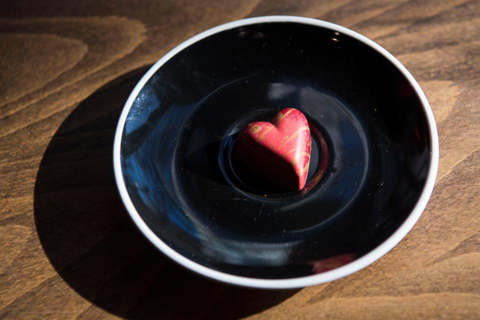 A strawberry heart at Coffee & Chocolate is a great gesture for your loved one.