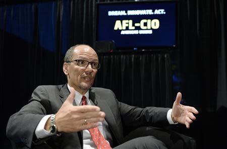 U.S. Secretary of Labor Thomas Perez speaks during an interview after delivering a speech during the AFL-CIO 2013 Convention in Los Angeles, California September 10, 2013. REUTERS/Kevork Djansezian