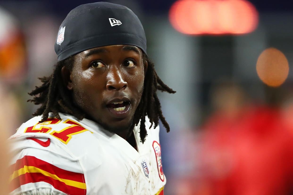 The NFL never interviewed Kareem Hunt during its investigation into a February incident involving Kareem Hunt. (Getty Images)