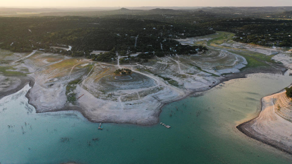 Low water levels at Medina Lake