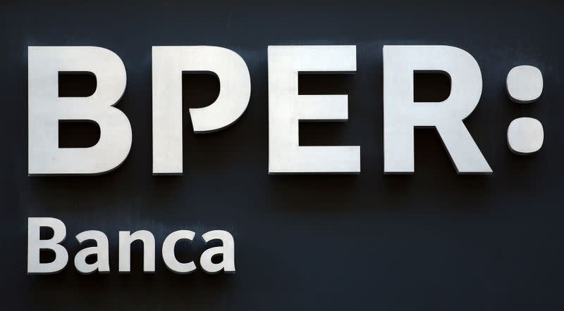 FILE PHOTO: Bper bank logo is pictured downtown Milan