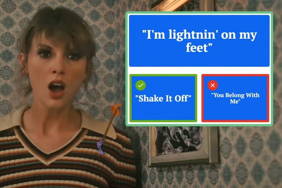 Screenshot of a Taylor Swift lyrics quiz