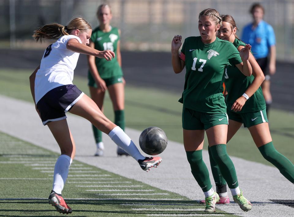 Clearfield plays Box Elder in a girls varsity soccer game at Clearfield High School in Clearfield on Thursday, Sept. 14, 2023. Clearfield won 2-1. | Kristin Murphy, Deseret News