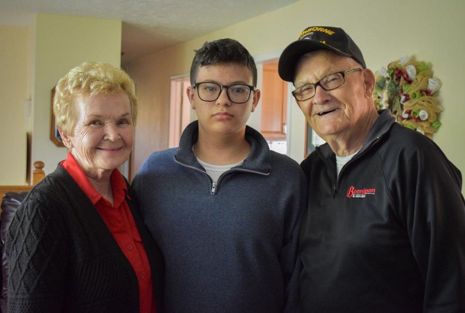 Nothing is more important to Jim and Fonda Risner than family. They are especially close to their great-grandson, Chase Mills, shown here with them in their Clyde home.