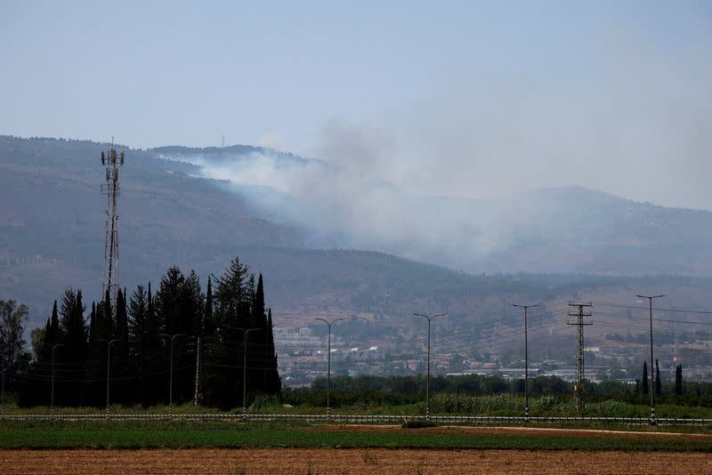 FILE PHOTO: Cross-border hostilities between Hezbollah and Israeli forces near Kiryat Shmona