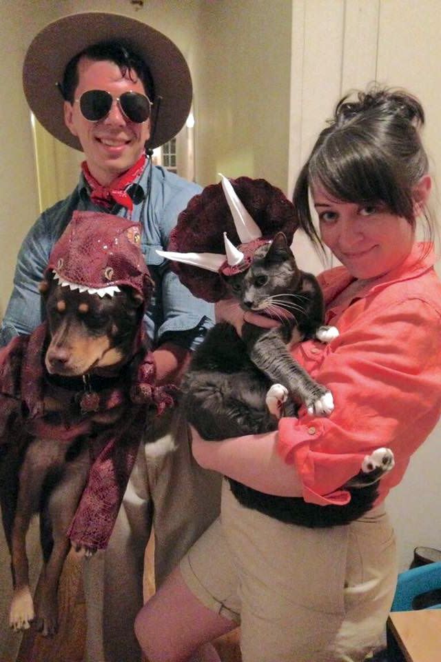 <p>Don't leave your furry family members out of the action! Throw back to the original <em>Jurassic Park</em> by dressing up as Grant and Ellie, while getting your dog and/or cat in on the fun with — what else? — <a href="https://www.amazon.com/Animal-Planet-PET20105-Stegosaurus-Costume/dp/B004ZKU2JU?tag=syn-yahoo-20&ascsubtag=%5Bartid%7C10055.g.28106766%5Bsrc%7Cyahoo-us" rel="nofollow noopener" target="_blank" data-ylk="slk:dinosaur costumes;elm:context_link;itc:0;sec:content-canvas" class="link ">dinosaur costumes</a>.<strong><br></strong></p><p><strong>RELATED: </strong><a href="https://www.goodhousekeeping.com/holidays/halloween-ideas/g1784/popular-pet-halloween-costumes/" rel="nofollow noopener" target="_blank" data-ylk="slk:The Best Dog Costumes for Your Furry Family Member to Wear on Halloween;elm:context_link;itc:0;sec:content-canvas" class="link ">The Best Dog Costumes for Your Furry Family Member to Wear on Halloween</a></p>