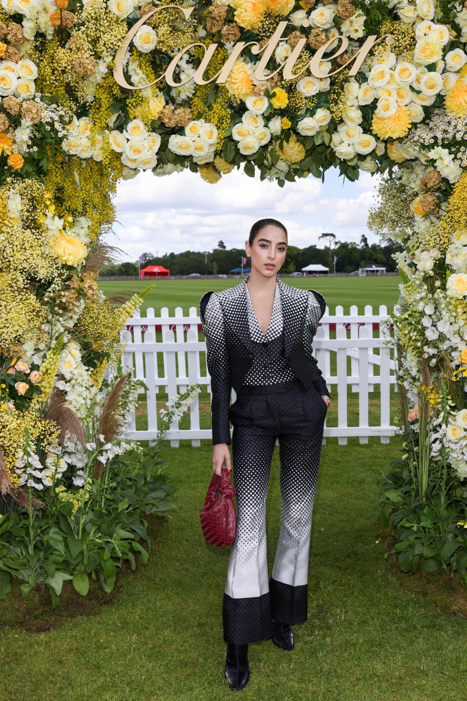 EGHAM, ENGLAND - JUNE 16: Kara Marni attends the Cartier Queen's Cup Polo at Guards Polo Club on June 16, 2024 in Egham, England. (Photo by Dave Benett/Getty Images for Cartier)