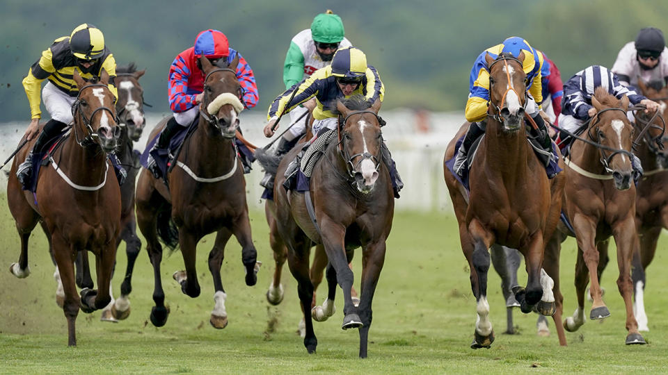 Adam Kirby and Notforalongtimem, pictured here at Doncaster Racecourse.