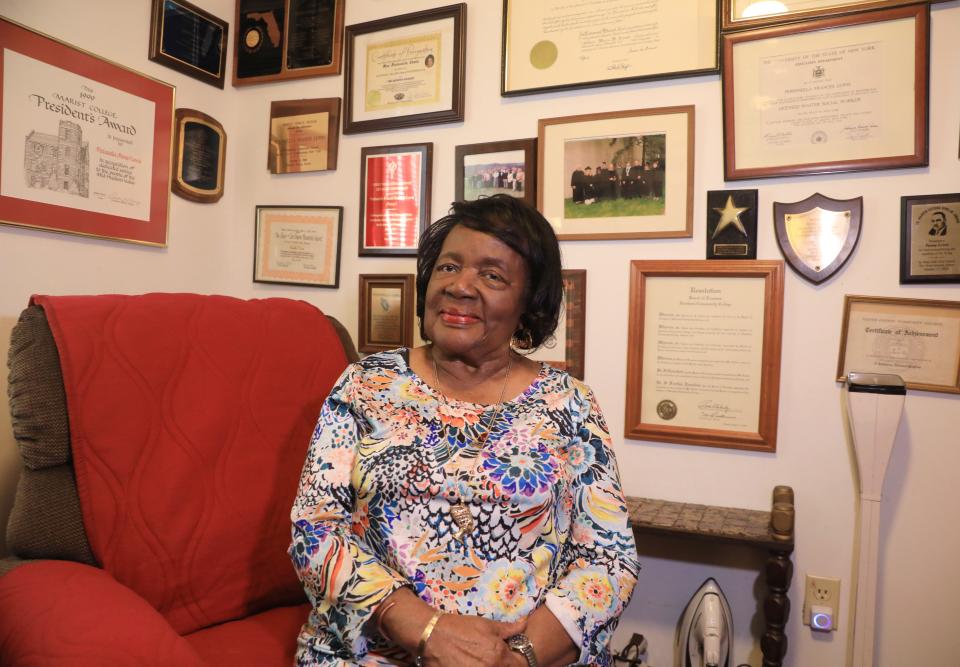 Perinnella "Penny" Lewis in her home office in the City of Poughkeepsie on June 15, 2022. Lewis, a retired social worker and former city council member is being honored for her lifetime of work in the community.