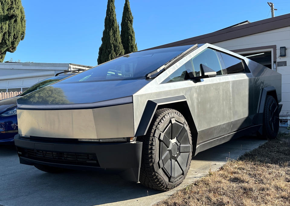 11 November 2023, USA, Santa Clara: A vehicle from Tesla's electric pickup 