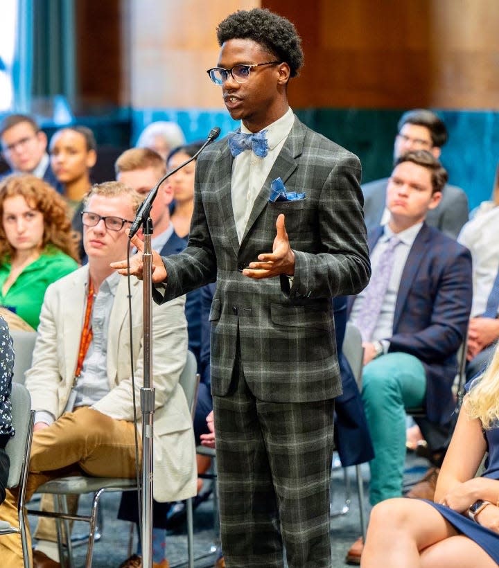 Detroiter Arthur Harrington, 22, says there is "a need in our community for a youth uprising." Among the issues the 2024 Hampton University graduate is passionate about is gun violence and what Congress is going to do to mitigate the problem. During 2022, Harrington spoke directly to Sen. Ben Cardin, of Maryland, about the subject at a forum, while Harrington was attending Hampton.