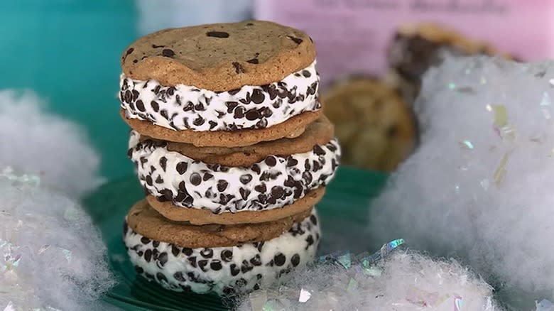 stack of Trader Joe's ice cream sandwiches stacked