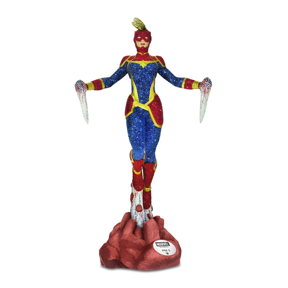 One of the collectible figurines developed by Swarovski and Marvel.