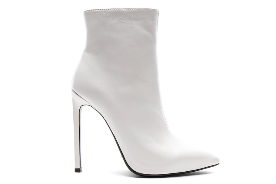 white, booties, pointed toe, heels, tony bianco