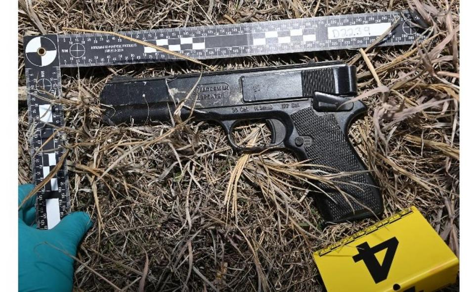 Investigators retrieved a BB gun from a ditch. Sedgwick County Sheriff Jeff Easter said a man waved the gun before he was shot by a Goddard police officer after a traffic stop on Monday.